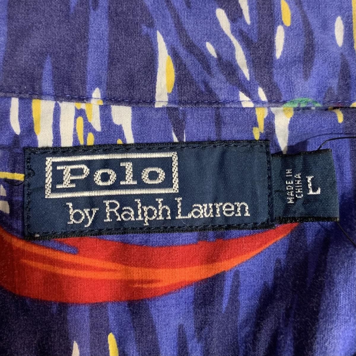 513【希少XL】ポロバイラルフローレン☆ 開襟 アロハシャツ ヨット ネイビー 00s Polo Ralph Lauren 