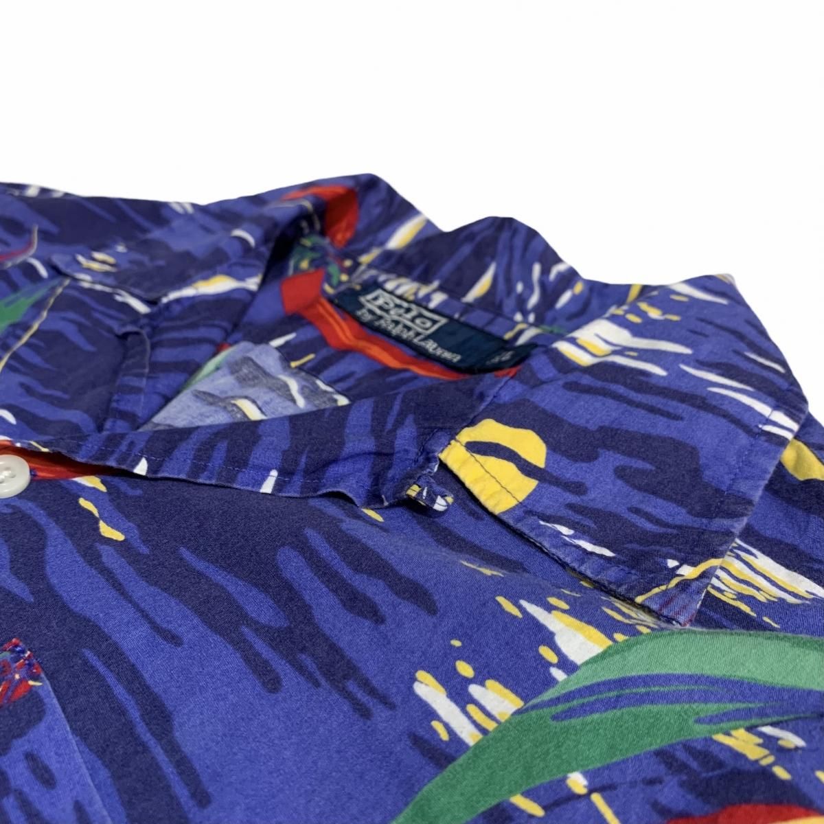 513【希少XL】ポロバイラルフローレン☆ 開襟 アロハシャツ ヨット ネイビー 00s Polo Ralph Lauren 