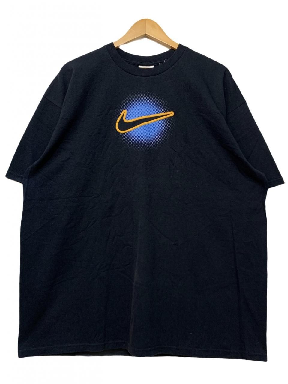 NikeナイキスポーツTシャツスウッシュプリントブラックイエローヴィンテージ