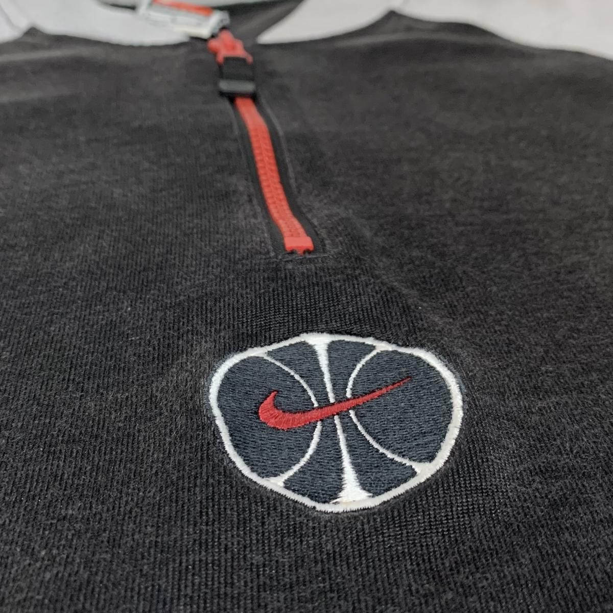 98年製 NIKE Logo Half Zip S/S Shirt 黒灰 L 90s ナイキ 半袖