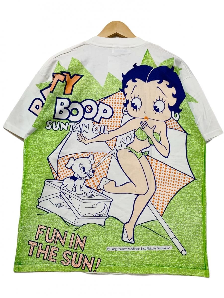 90s～00s BETTY BOOP Over Print S/S Tee 白緑 L ベティーブープ