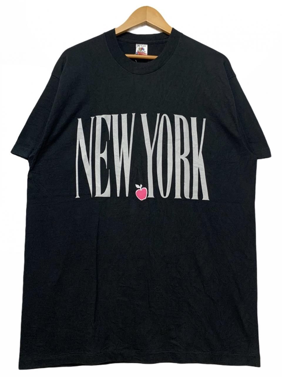 USA製 90s NEW YORK Logo S/S Tee 黒 L ニューヨーク 半袖 Tシャツ ビッグアップル ロゴ プリント Fruit of The Loom Made In USA 古着 - NEWJOKE ONLINE STORE USA製 90s NEW YORK Logo S/S Tee 黒 L ニューヨーク 半袖 Tシャツ ビッグアップル ロゴ プリント Fruit of The Loom Made In USA 古着 - NEWJOKE ONLINE STORE