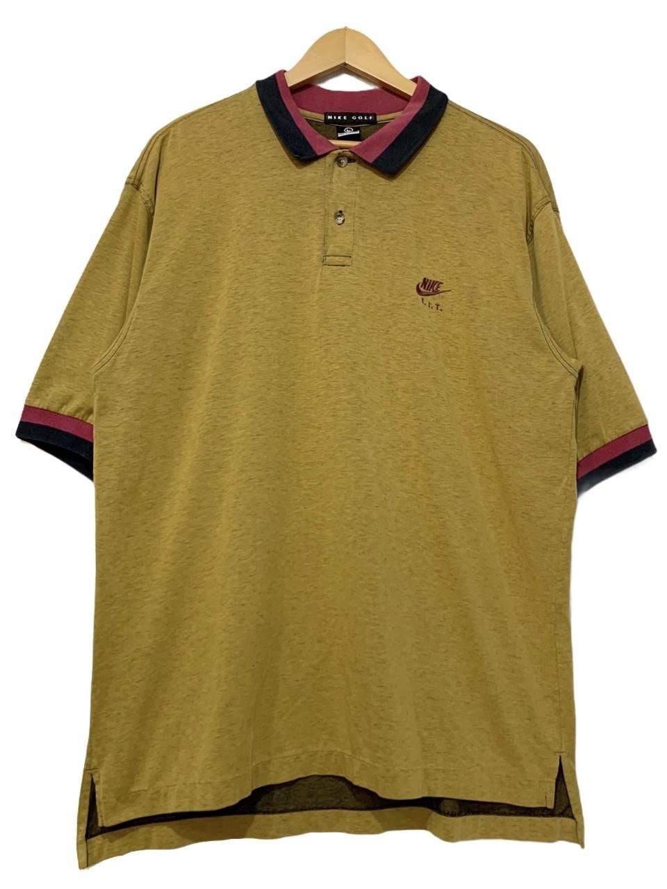 93年製 NIKE GOLF Logo S/S Polo Shirt 黄 L 90s ナイキ ゴルフ 半袖 