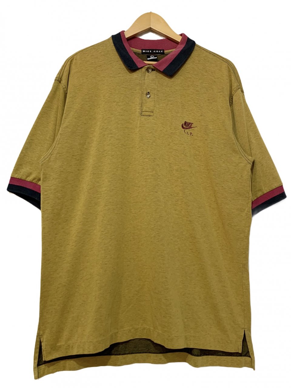 93年製 NIKE GOLF Logo S/S Polo Shirt 黄 L 90s ナイキ ゴルフ 半袖 ポロシャツ ワンポイント ロゴ 刺繍  マスタードイエロー 古着 - NEWJOKE ONLINE STORE