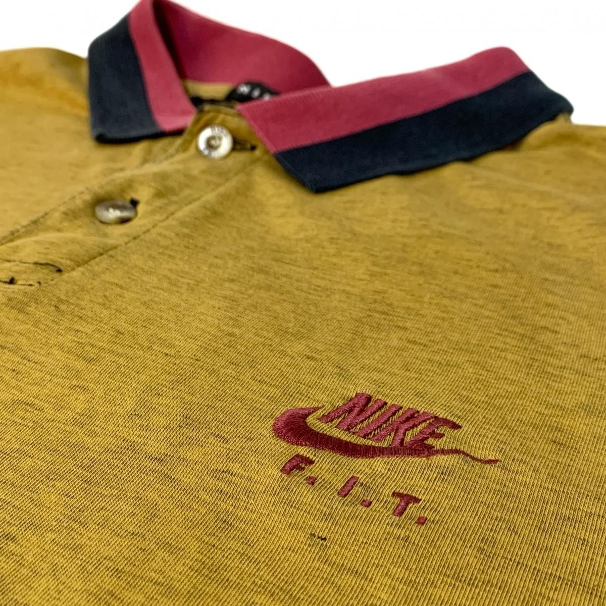 93年製 NIKE GOLF Logo S/S Polo Shirt 黄 L 90s ナイキ ゴルフ 半袖