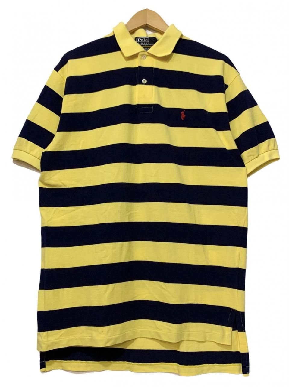 Polo Ralph Lauren Border S/S Polo Shirt 黄紺 L ポロラルフローレン