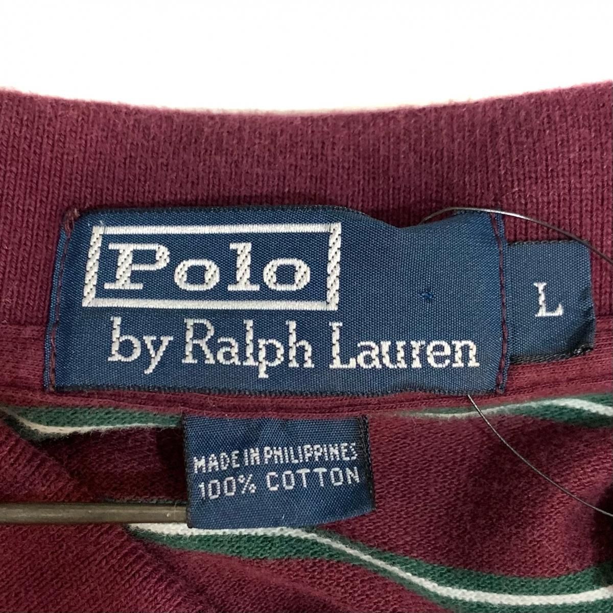 Ralph Lauren ポロシャツ L 刺繍ロゴ ワンポイントロゴ ボーダー POLO RALPH LAUREN ポロ ラルフローレン ポロシャツ 半袖