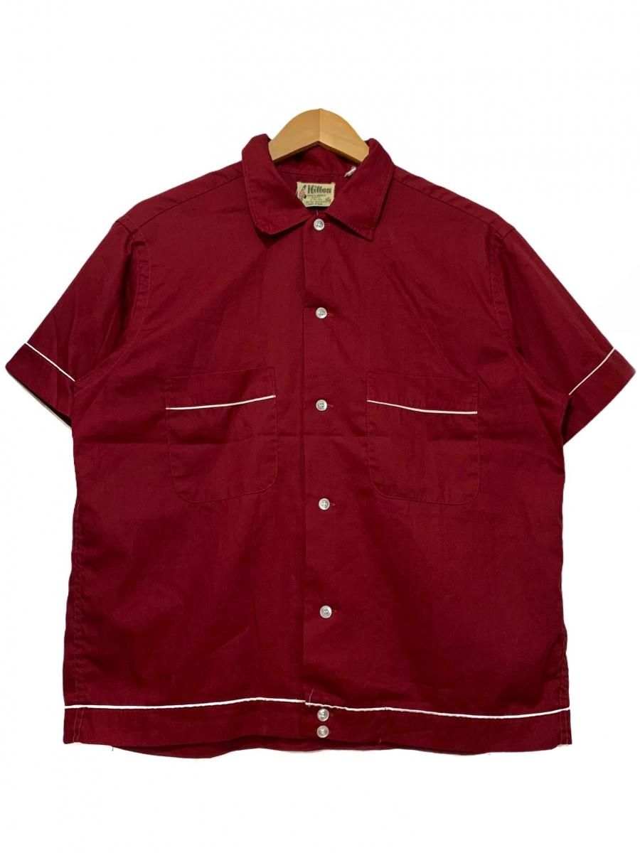 Hilton ヒルトン50’s ボーリングシャツ レッド USA製 50s Hilton Cotton S/S Bowling Shirt ワインレッド M
