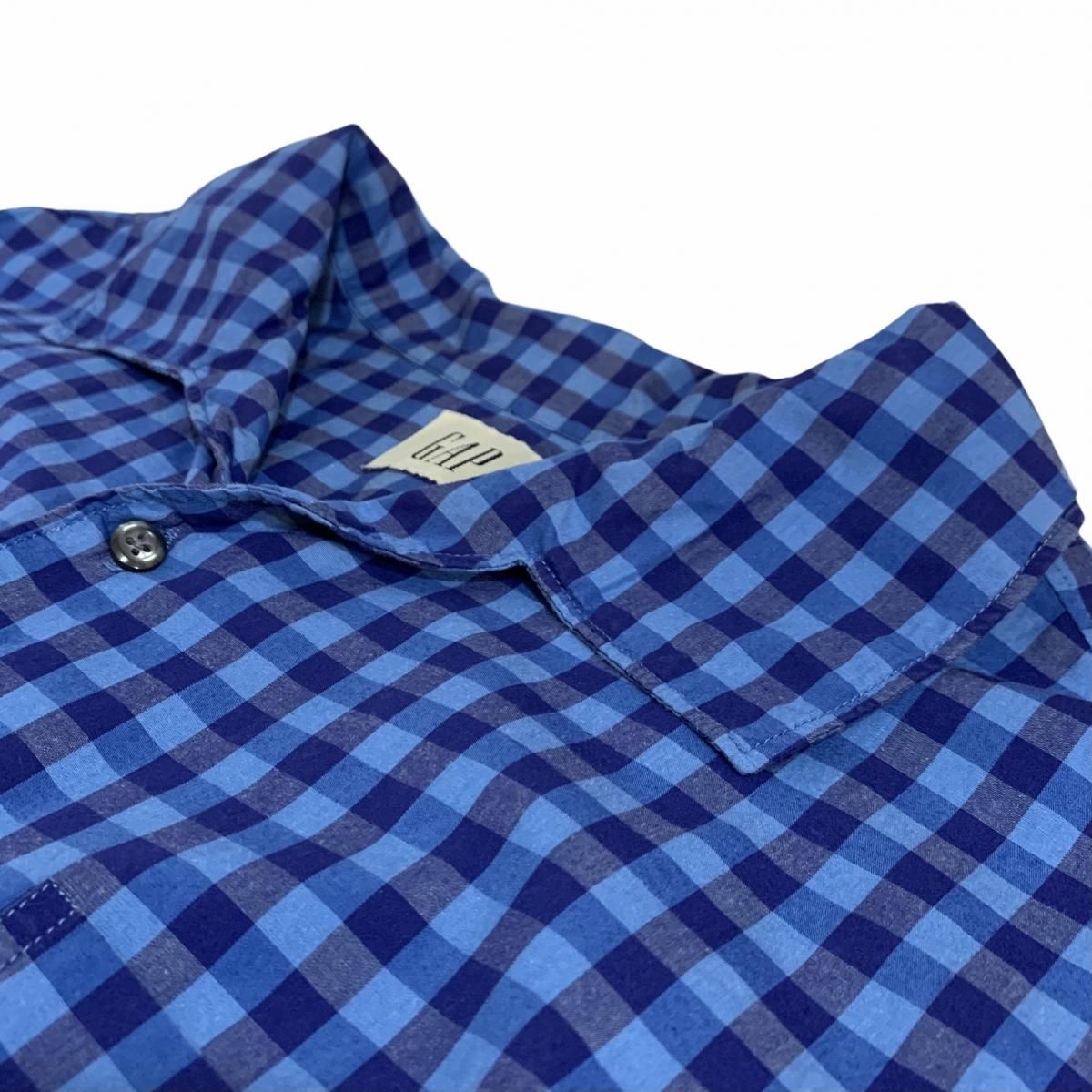 00s OLD GAP Check Open Collar S/S Shirt 青 XL オールド 00s OLD GAP Check Open Collar S/S Shirt 青 XL オールド