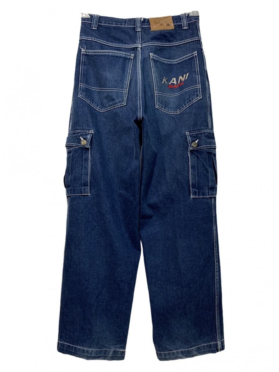 USA製 90s KARL KANI Denim Cargo Pants 青 W30 カールカナイ デニム