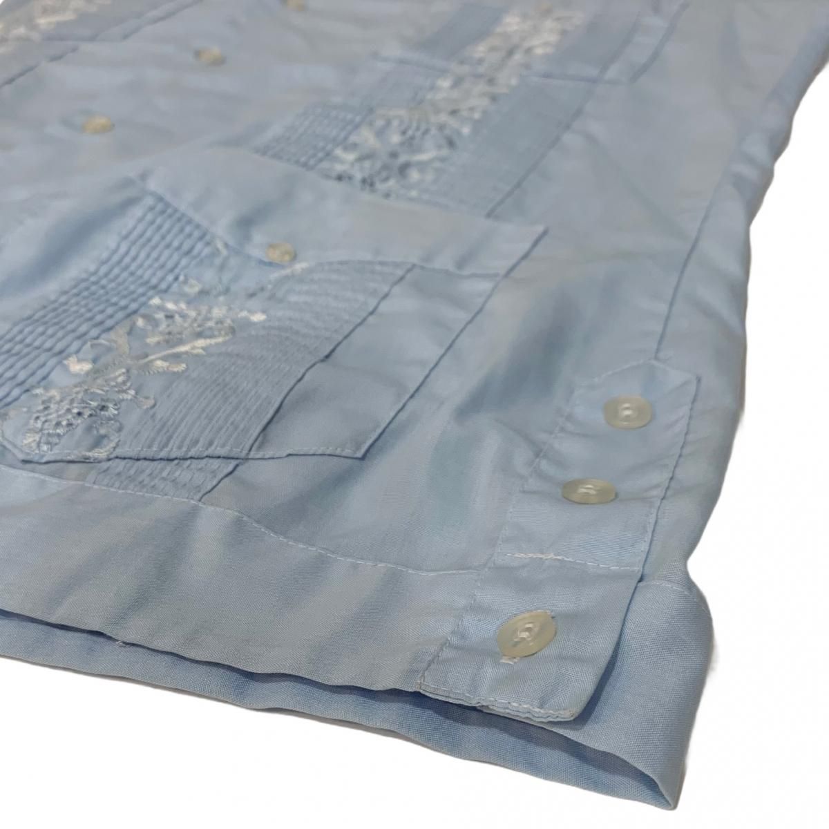 80s Campus S/S Cuba Shirts 水色 M キャンパス キューバシャツ