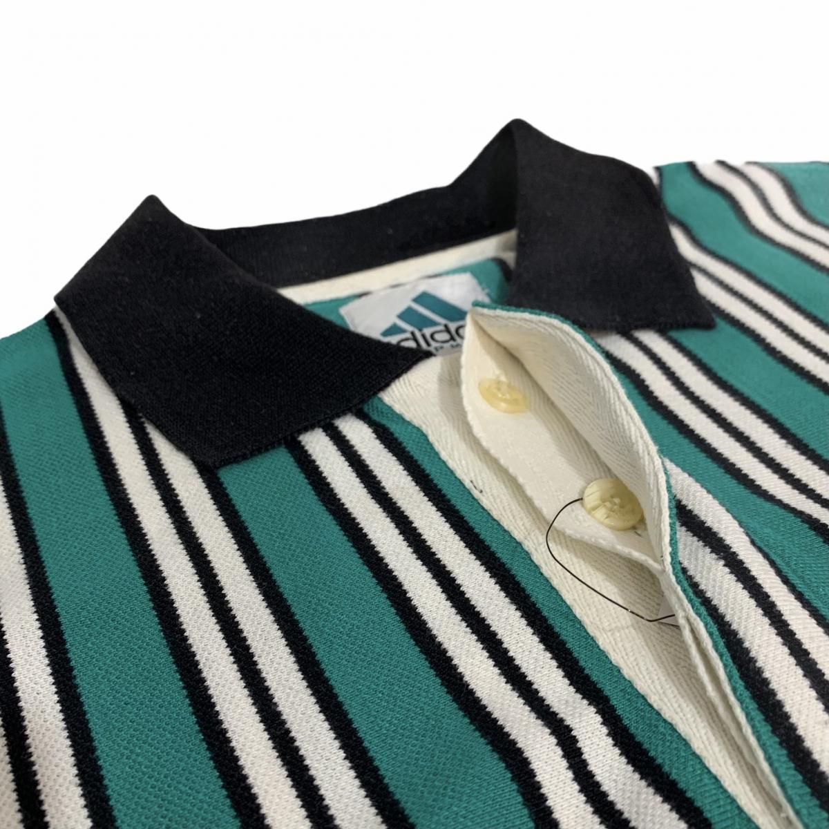 90s adidas EQUIPMENT Stripe S/S Polo Shirt 緑 M アディダス 90s adidas EQUIPMENT Stripe S/S Polo Shirt 緑 M アディダス