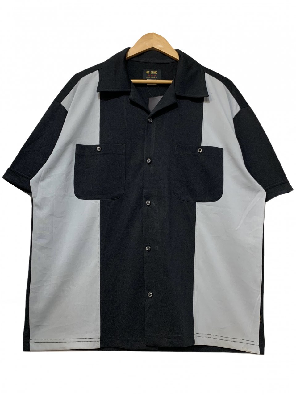 USA製 BC ETHIC Open Collar S/S Shirt 黒 L ビーシーエシック 半袖 