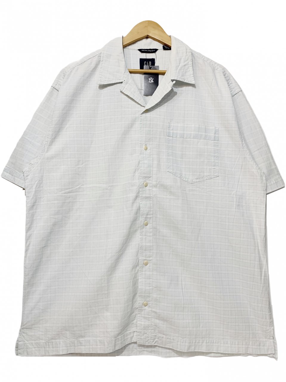 00s OLD GAP Cotton Indigo Yarns Open Collar S/S Shirt 白 M 