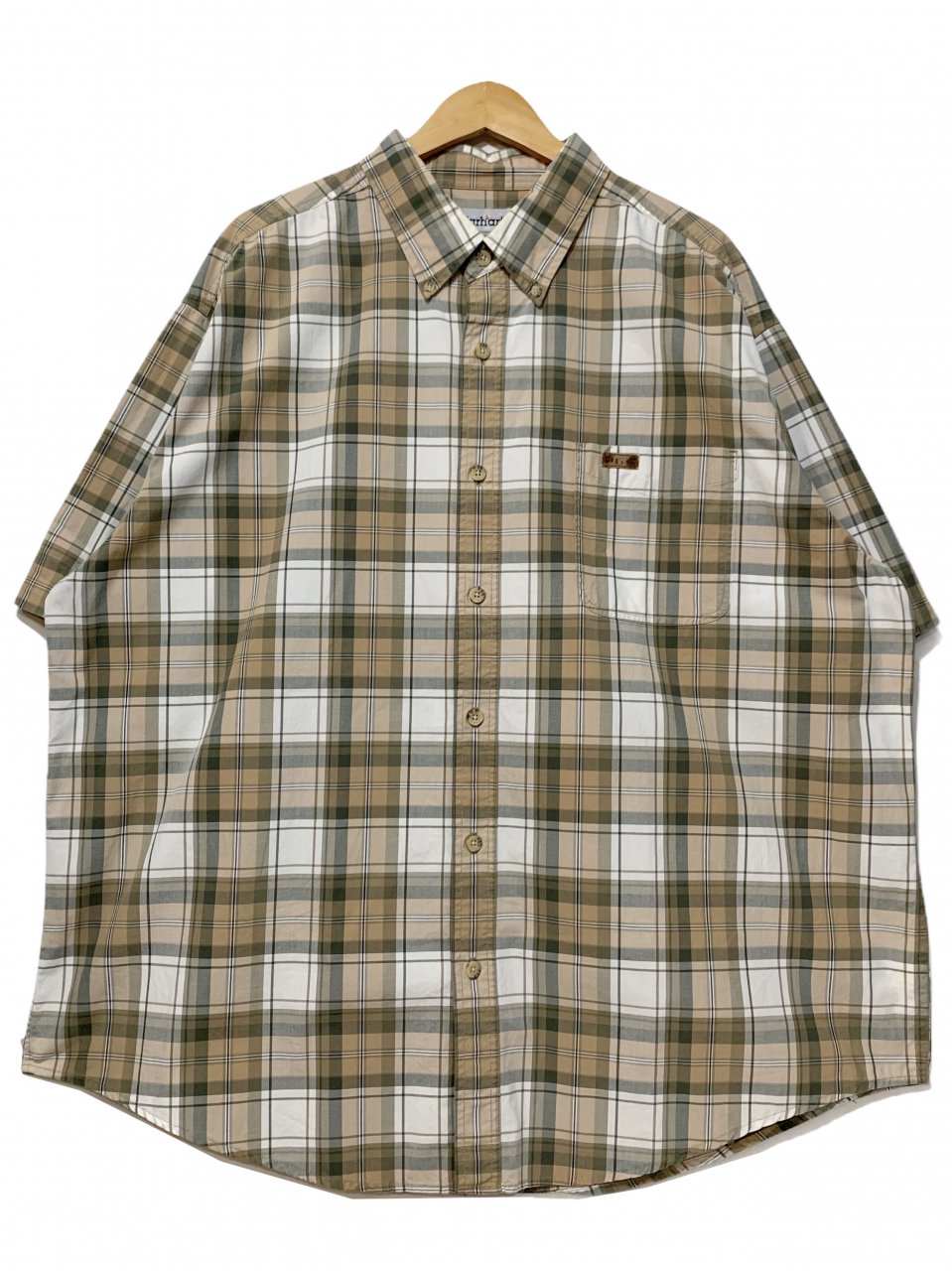 06年製 Carhartt Check Cotton BD S/S Shirt 茶 2XL 00s カーハート