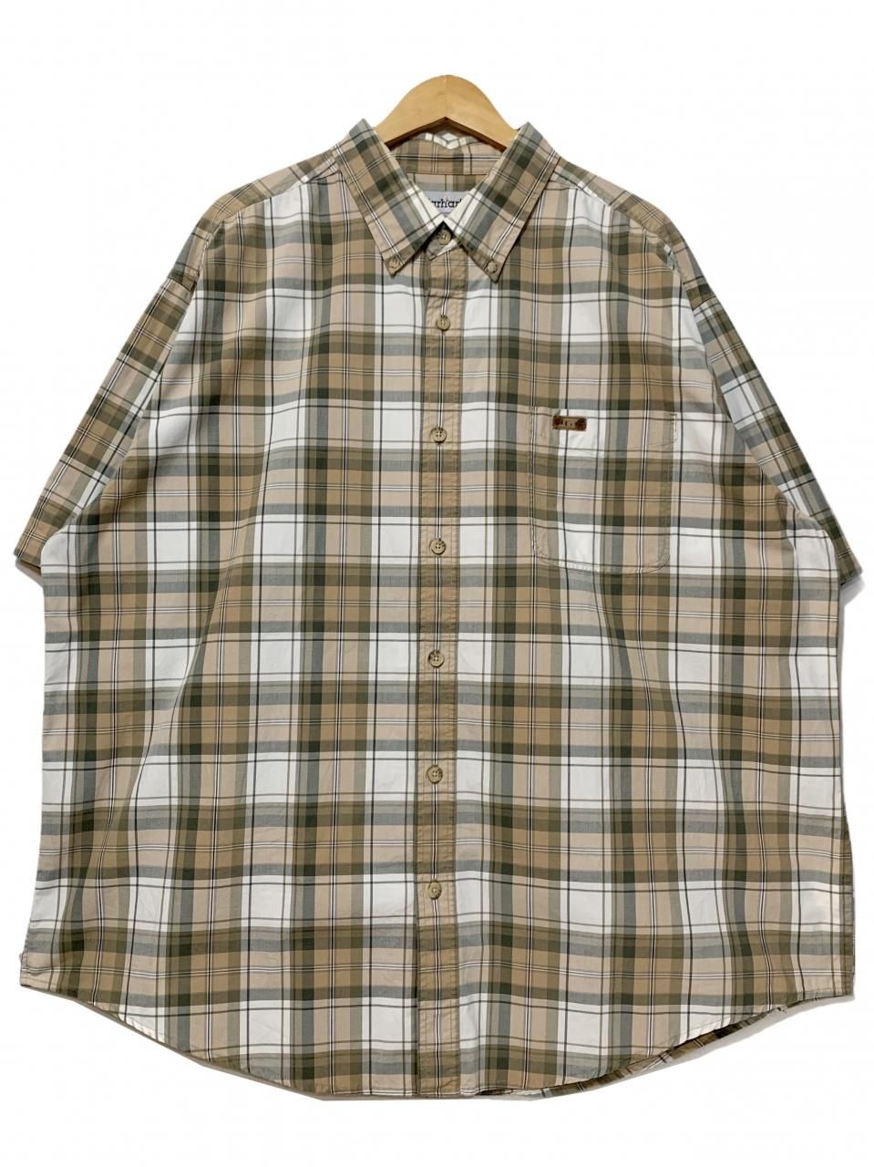 06年製 Carhartt Check Cotton BD S/S Shirt 茶 2XL 00s カーハート