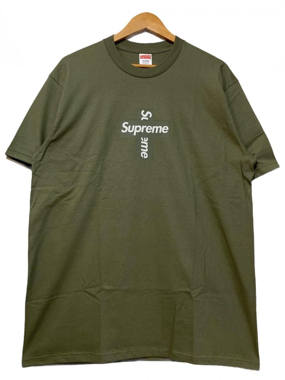 新品 20AW SUPREME Cross Box Logo Tee ライトオリーブ L シュプリーム