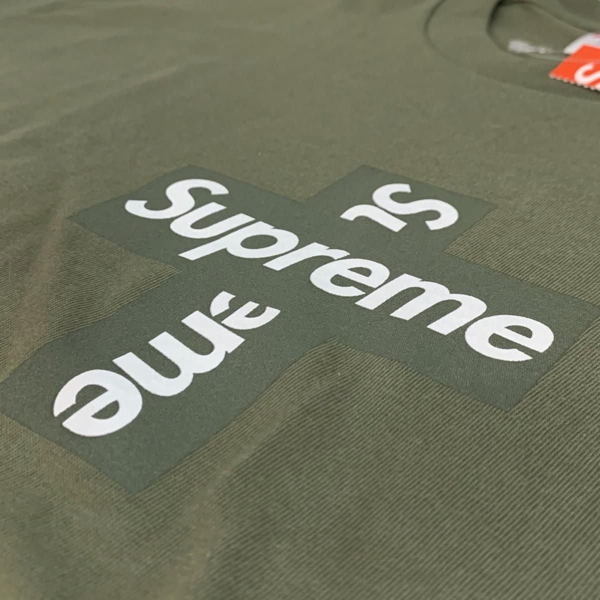 supreme cross box logo tee light olive L