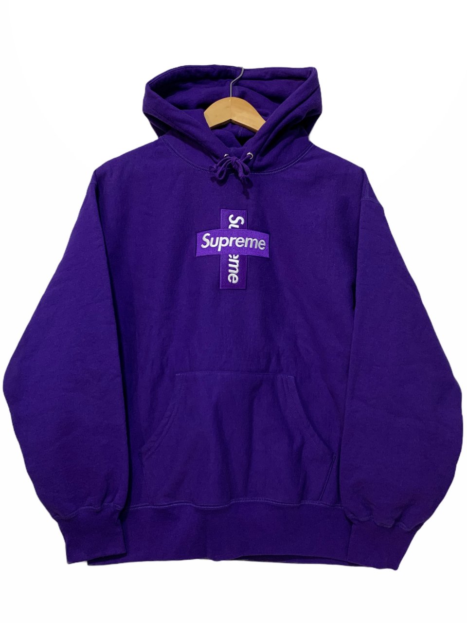 supreme クロスボックスロゴ 紫 パーカー-