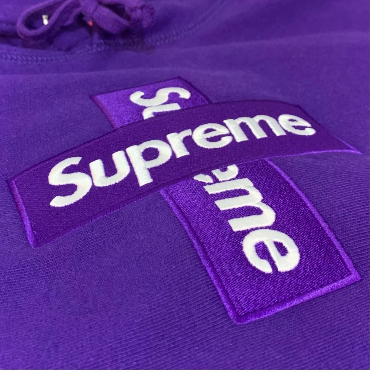 新品 20AW SUPREME Cross Box Logo Hooded Sweatshirt 紫 S