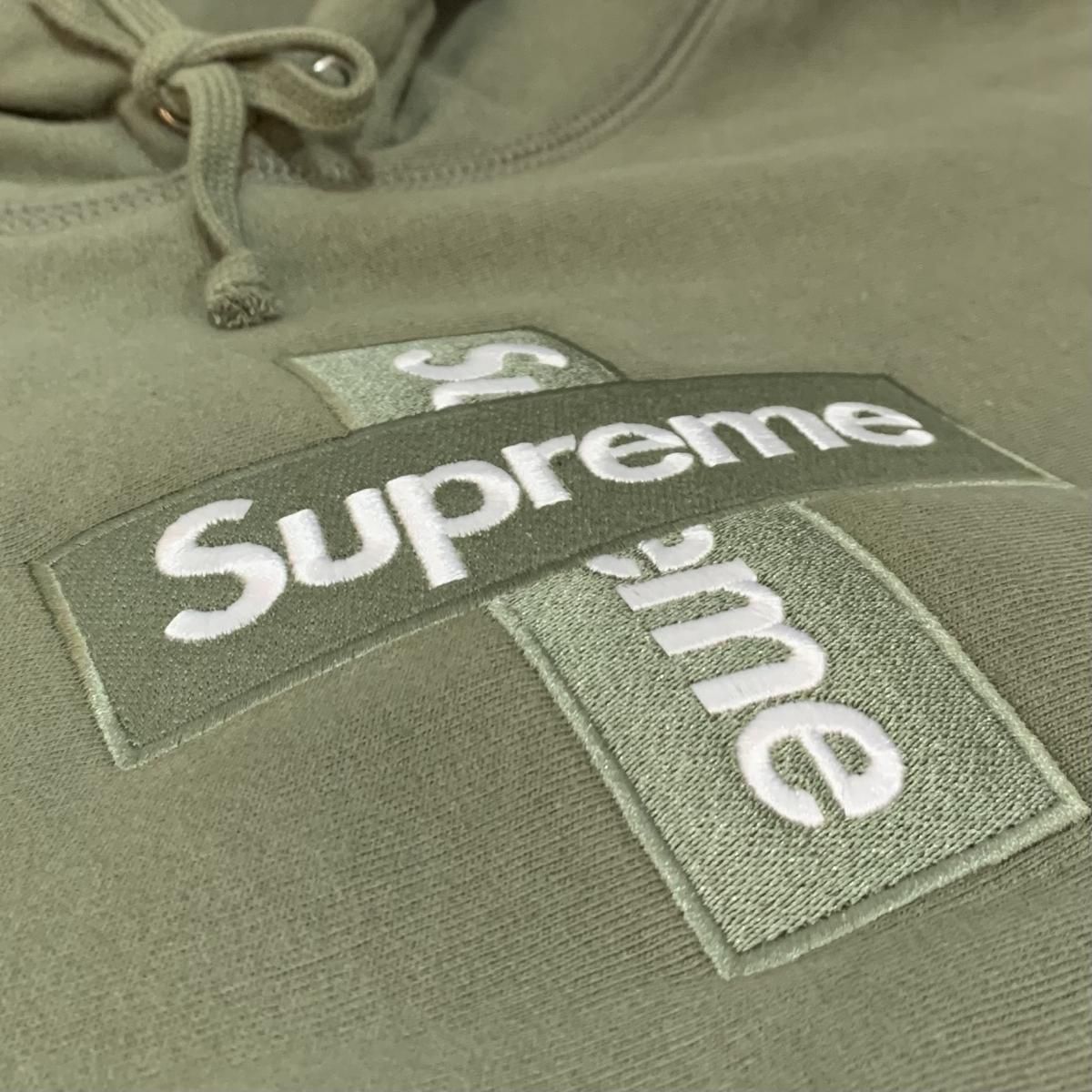 supreme Cross Box Logo フーディー オリーブL　ボゴ