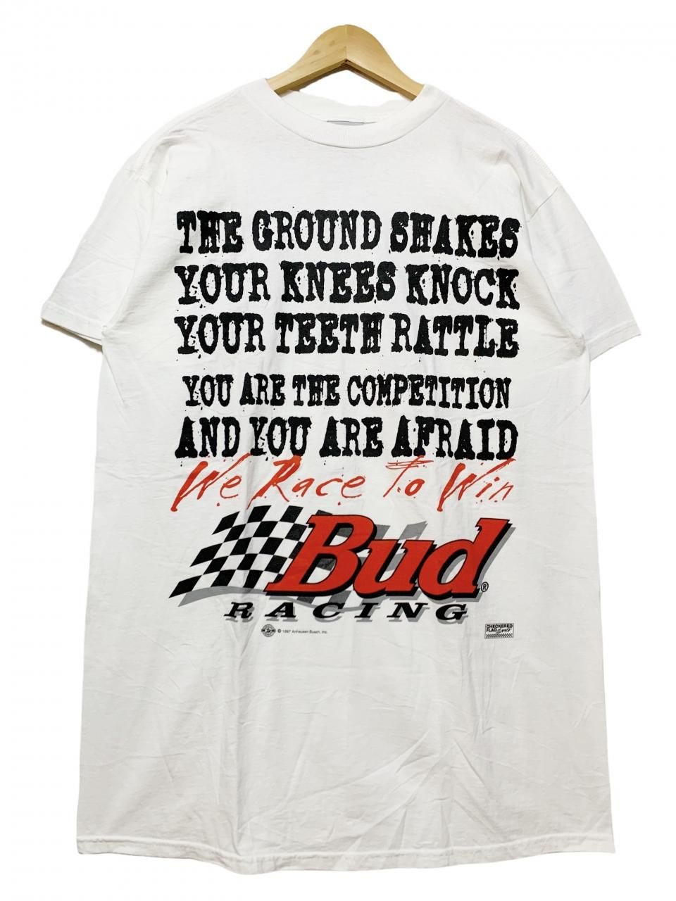97年 Budweiser Racing Print S/S Tee 白 L 90s バドワイザー 97年 Budweiser Racing Print S/S Tee 白 L 90s バドワイザー
