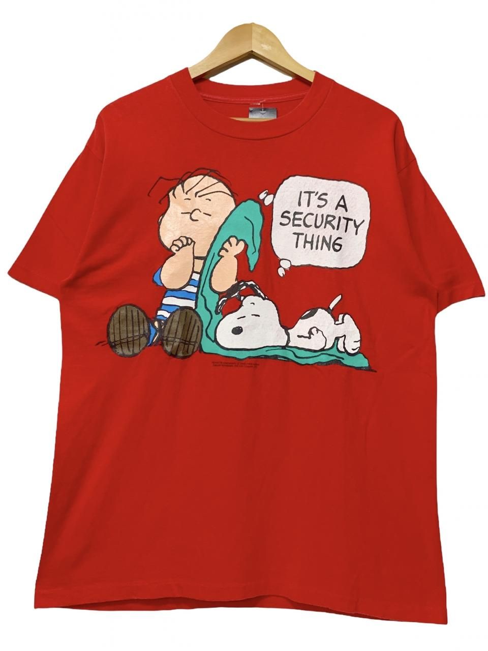 90s PEANUTS Print S/S Tee 赤 L ピーナッツ 半袖 Tシャツ SNOOPY ...