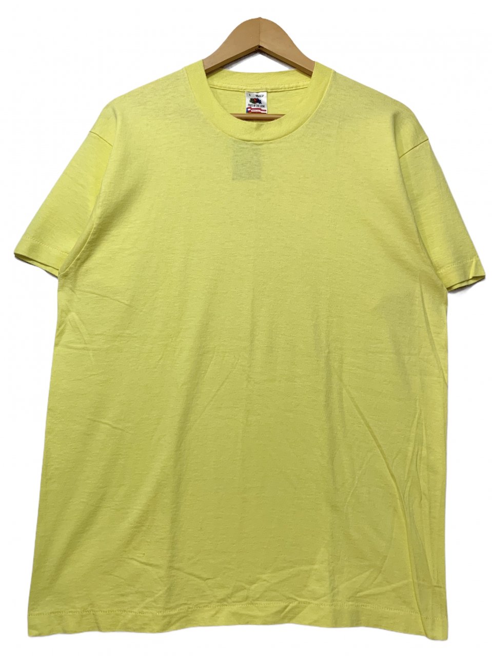 USA製 90s FRUIT OF THE LOOM Plain S/S Tee 黄 L フルーツオブザ 