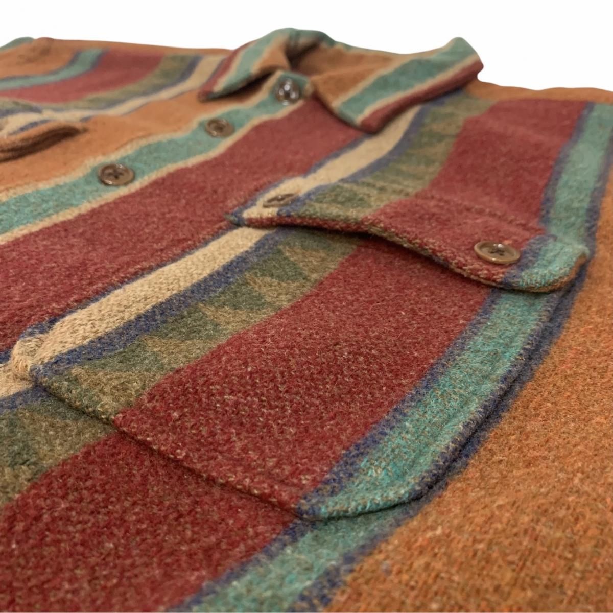 90s Vintage シルク ウール フランネル ストライプ L/S シャツ 90s Vintage シルク ウール フランネル ストライプ L/S シャツ