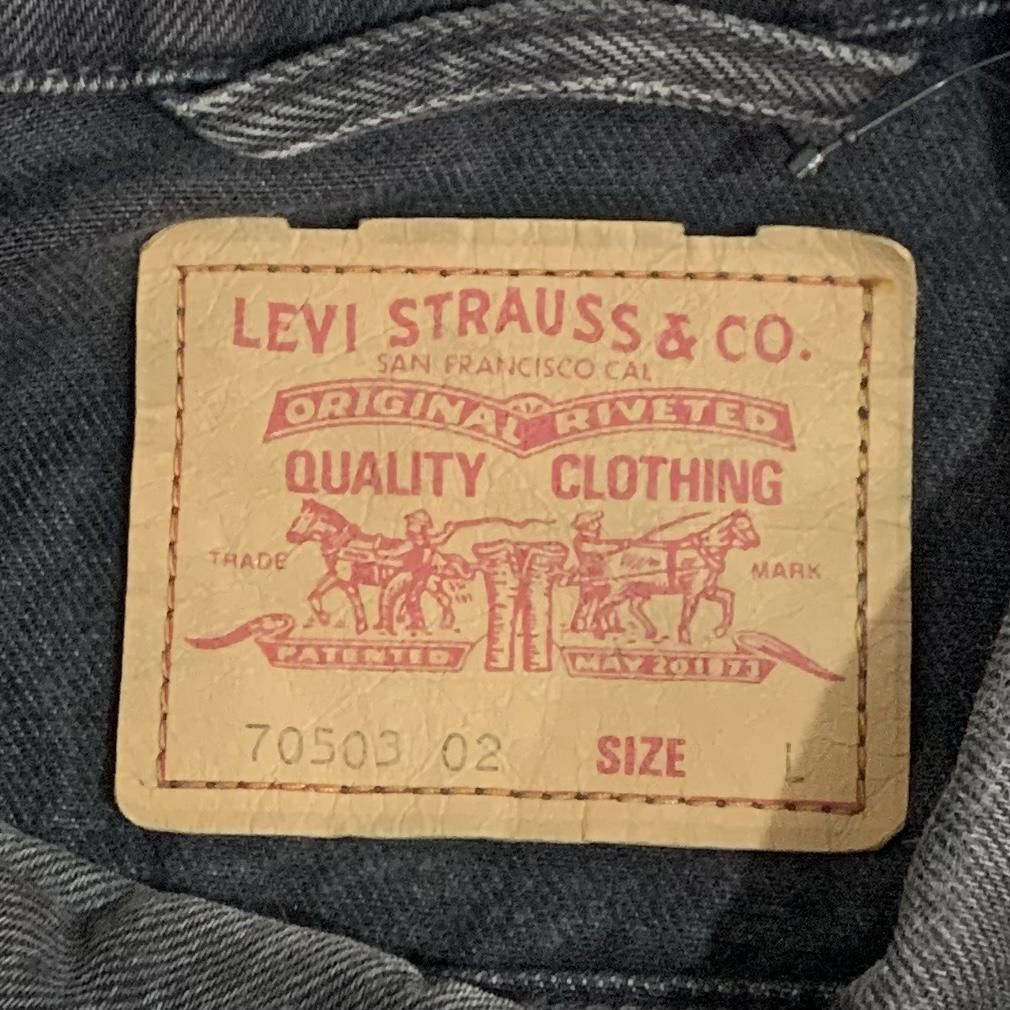 96年 Euro Levi's 70503-02 Black Denim Jacket 黒 L 90s Levis ユーロ