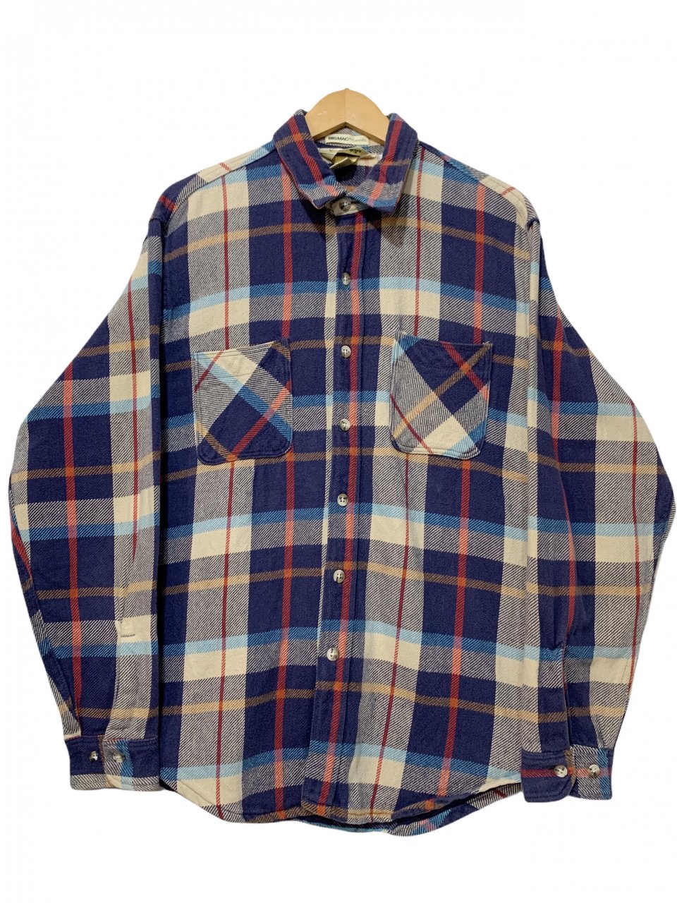 USA製 90s ST JOHN'S BAY Check Flannel L/S Shirt 紺 L セント 