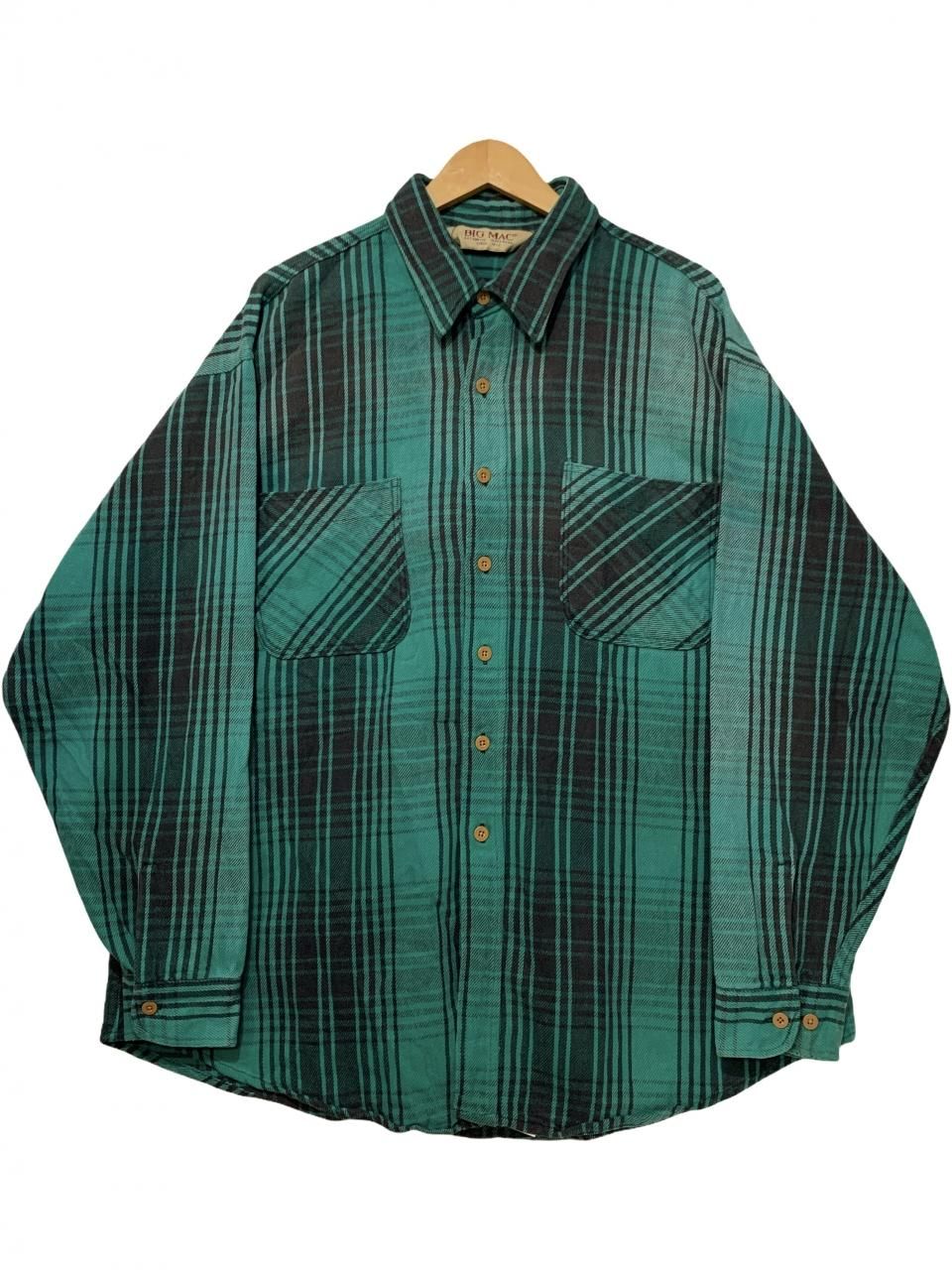 USA製 80s〜90s BIG MAC Check Flannel L/S Shirt 緑黒 2XL-TALL ビッグマック 長袖 ネルシャツ  チェック柄 グリーン 古着 - NEWJOKE ONLINE STORE