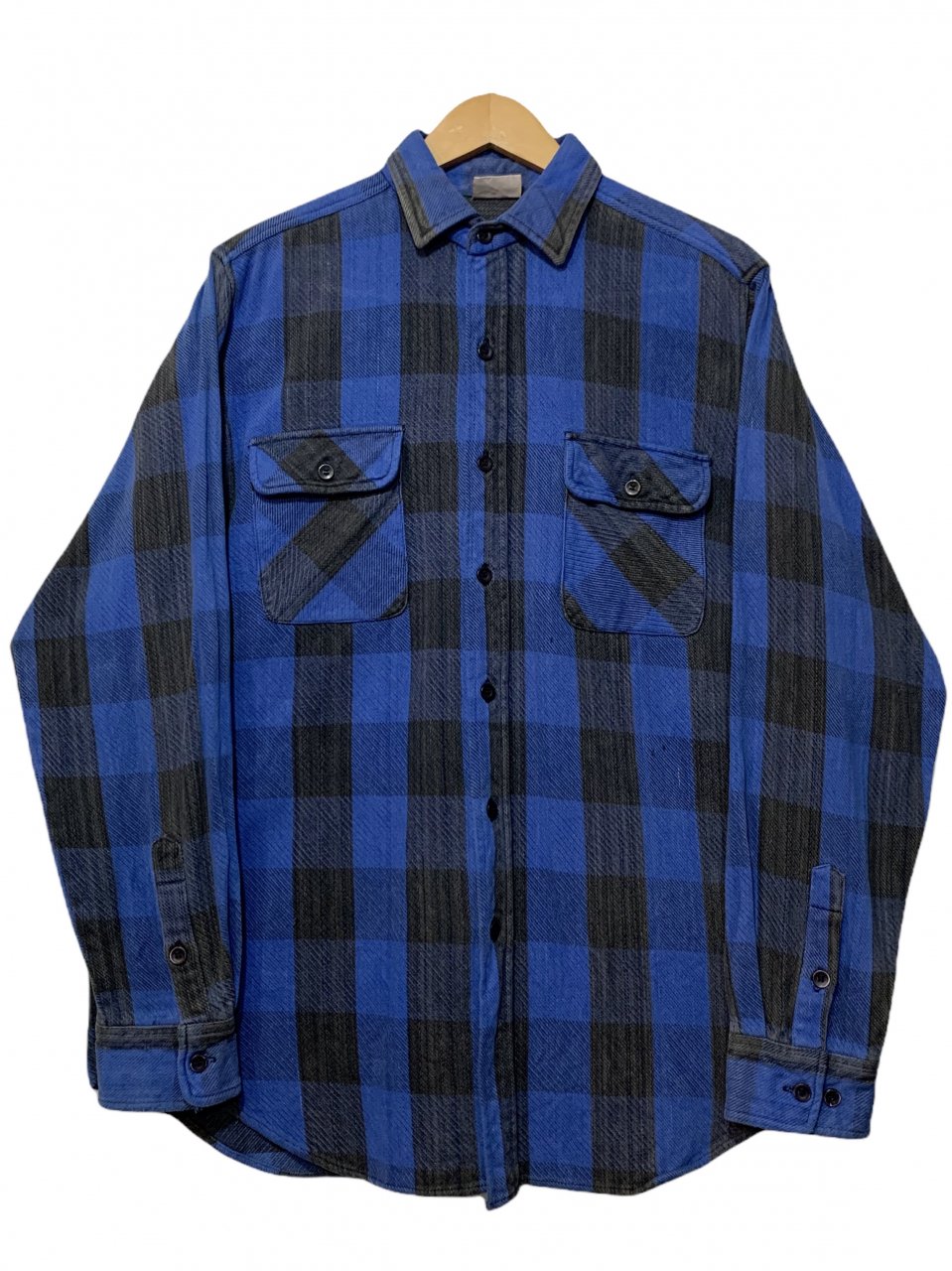 90s FIVE BROTHER Check Flannel L/S Shirt 青黒 M ファイブブラザー ...