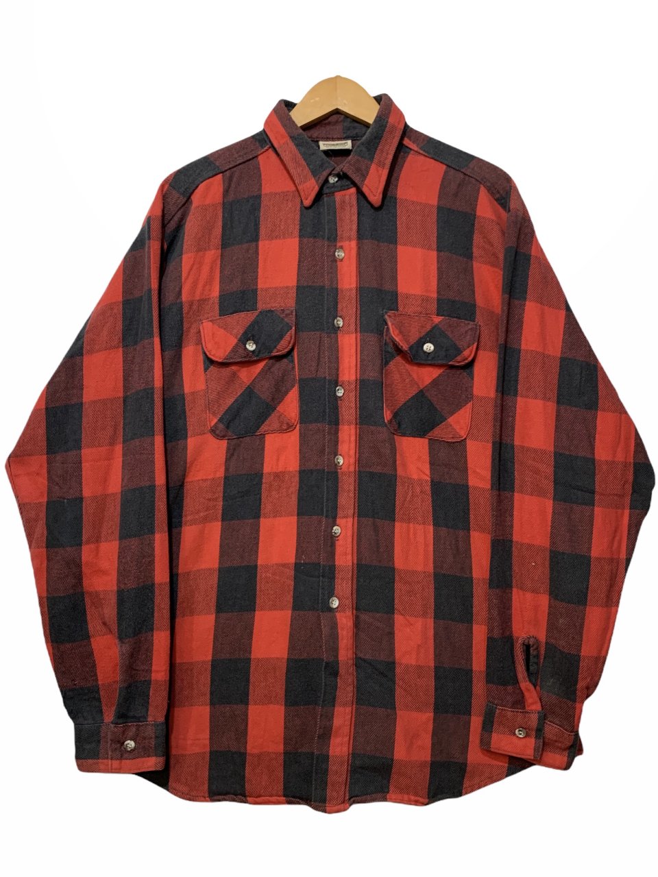 90s FIVE BROTHER Check Flannel L/S Shirt 赤黒 XL ファイブブラザー 長袖 ネルシャツ ブロックチェック柄  レッド 古着 - NEWJOKE ONLINE STORE