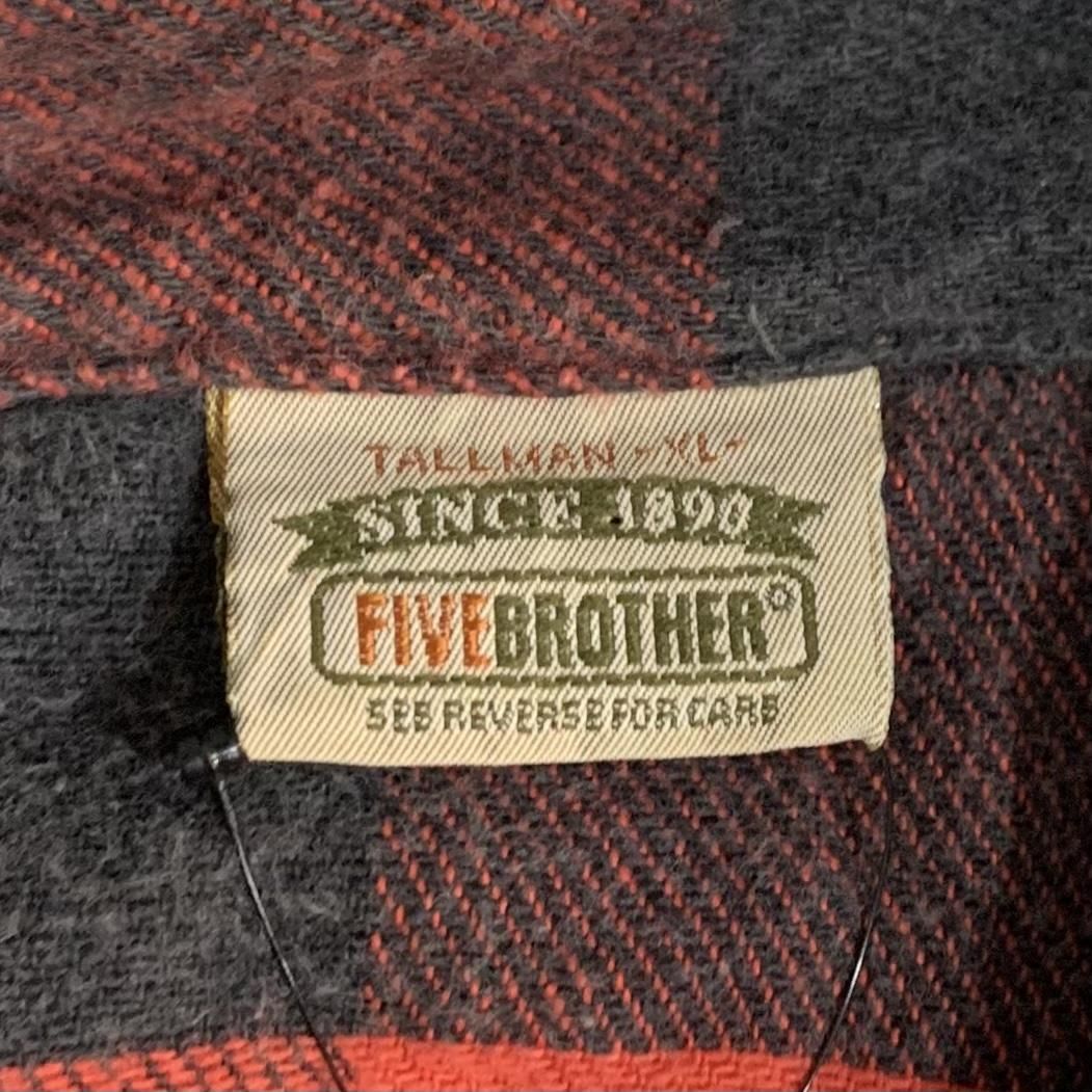 90s FIVE BROTHER Check Flannel L/S Shirt 赤黒 XL ファイブ
