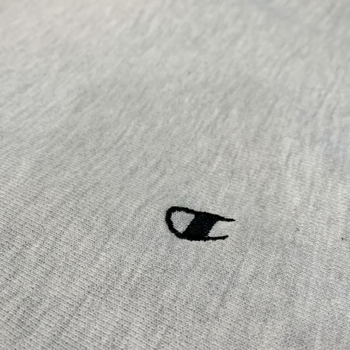USA製 90s Champion R/W Line Rib Sweat Hoodie 灰黒 XL 刺繍