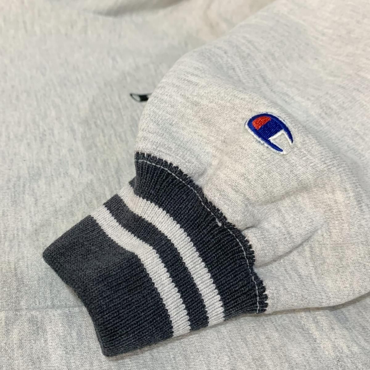 USA製 90s Champion R/W Line Rib Sweat Hoodie 灰黒 XL 刺繍 USA製 90s Champion R/W Line Rib Sweat Hoodie 灰黒 XL 刺繍