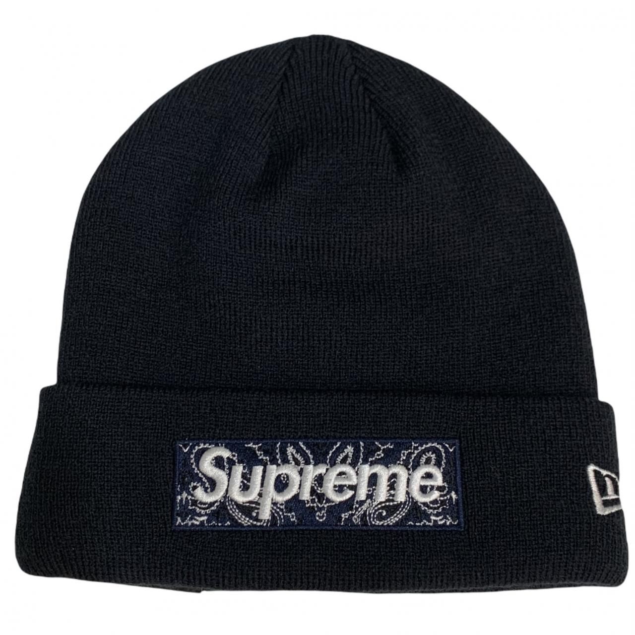 新品 19AW SUPREME × NEWERA Bandana Box Logo Beanie 紺 シュプリーム ... Supreme バンダナ ビーニー ネイビー