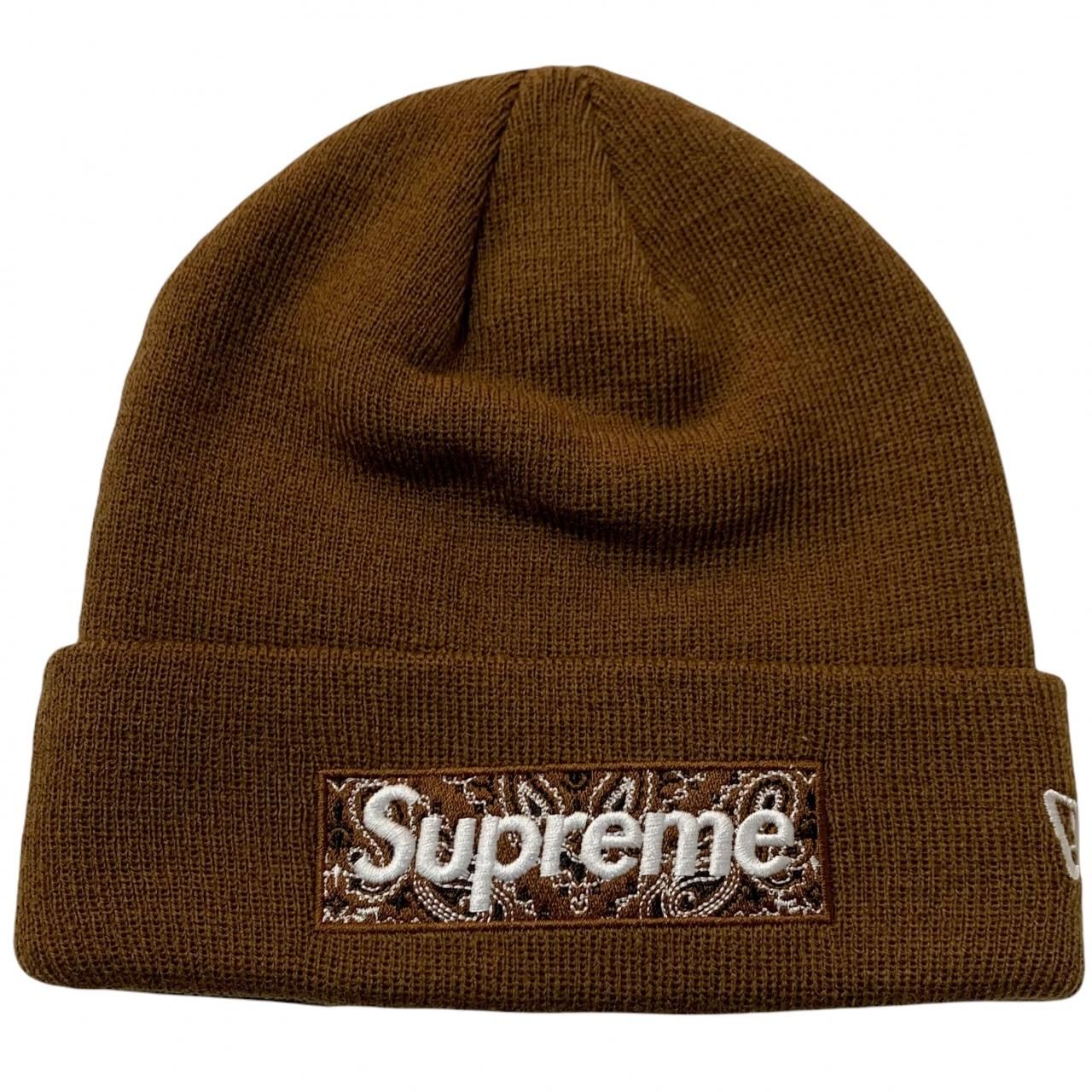 Supreme Box Logo Beanie ニット帽　ビーニー　ブラウン