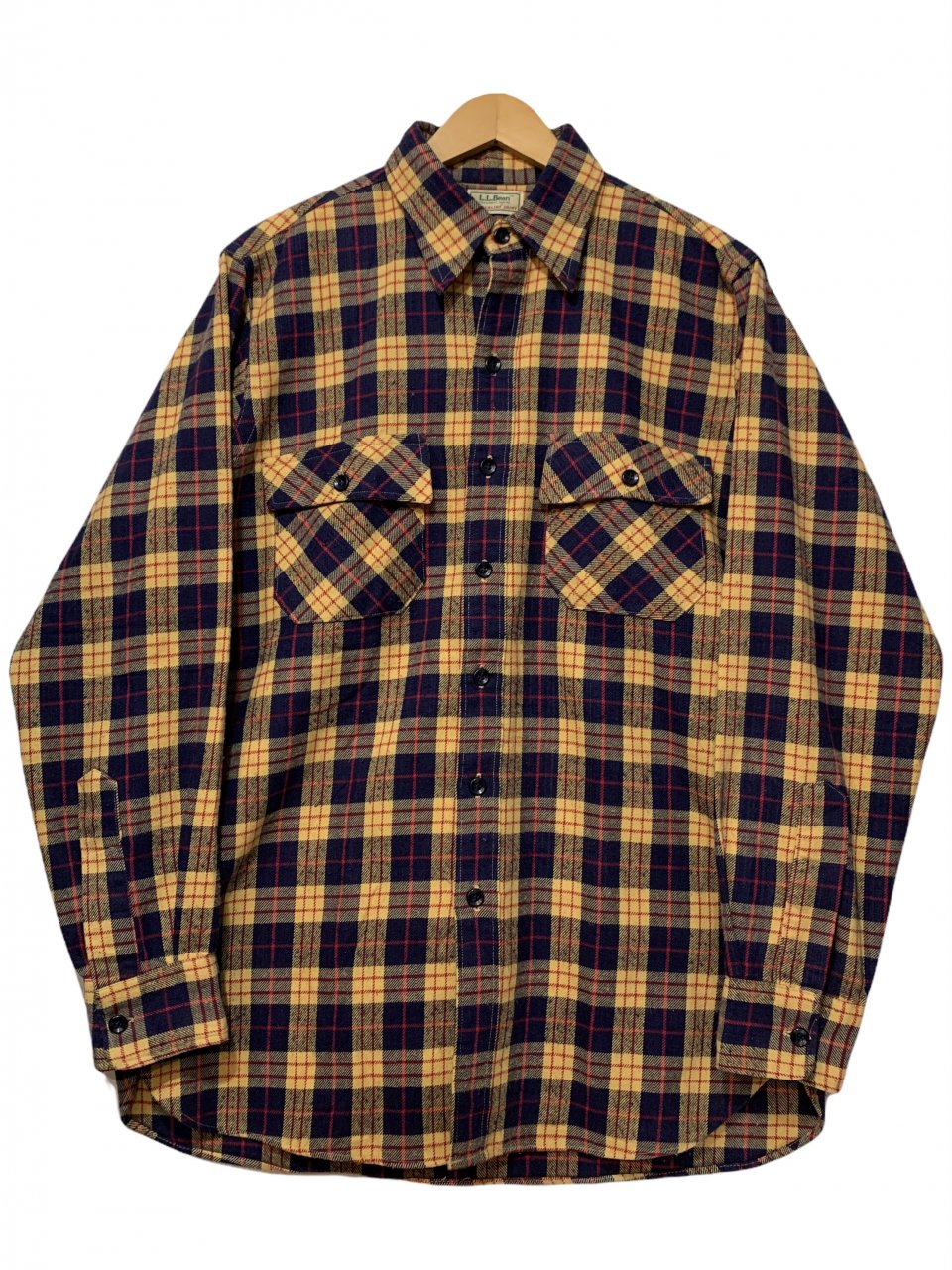 90s L.L.Bean Timberline Shirt 紺ベージュ 16 LONG エルエルビーン 