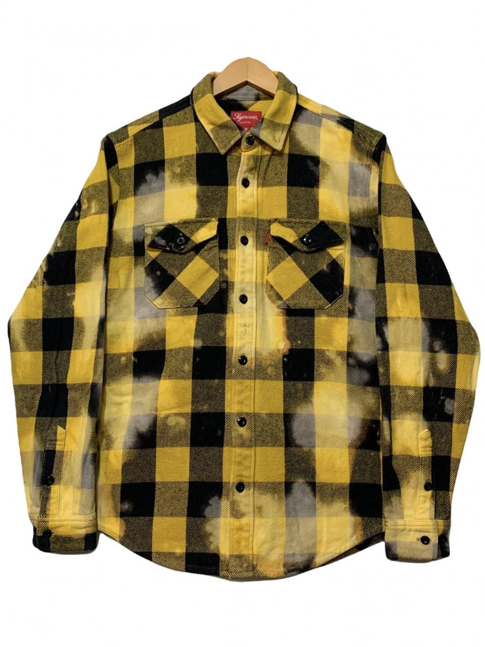 13AW SUPREME Bleached Buffalo Flannel Shirt 黄 M シュプリーム ...