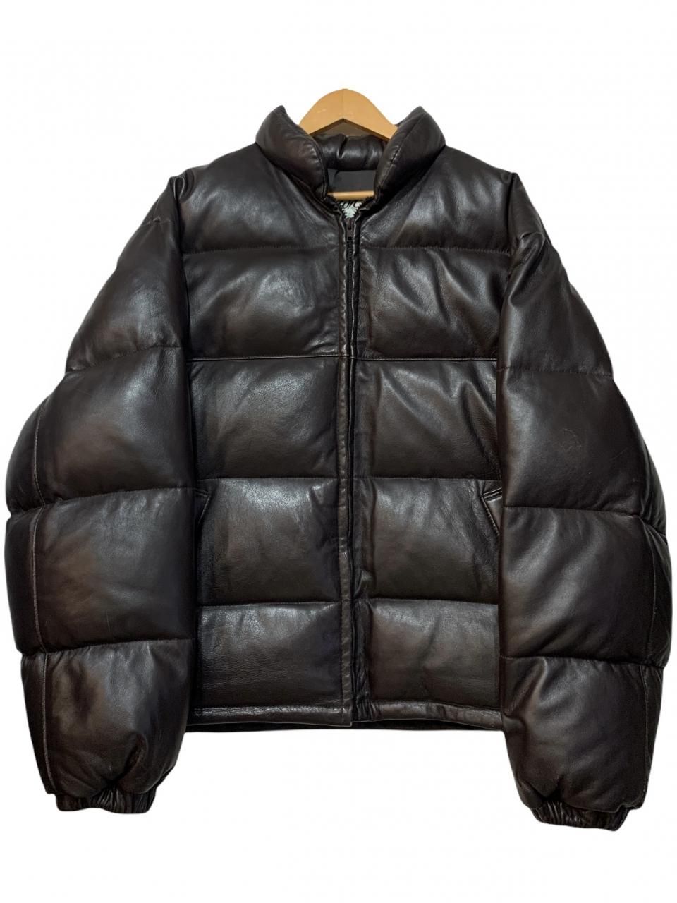 USA製 90s Schott Leather Down Jacket 茶 44 ショット レザー ダウン