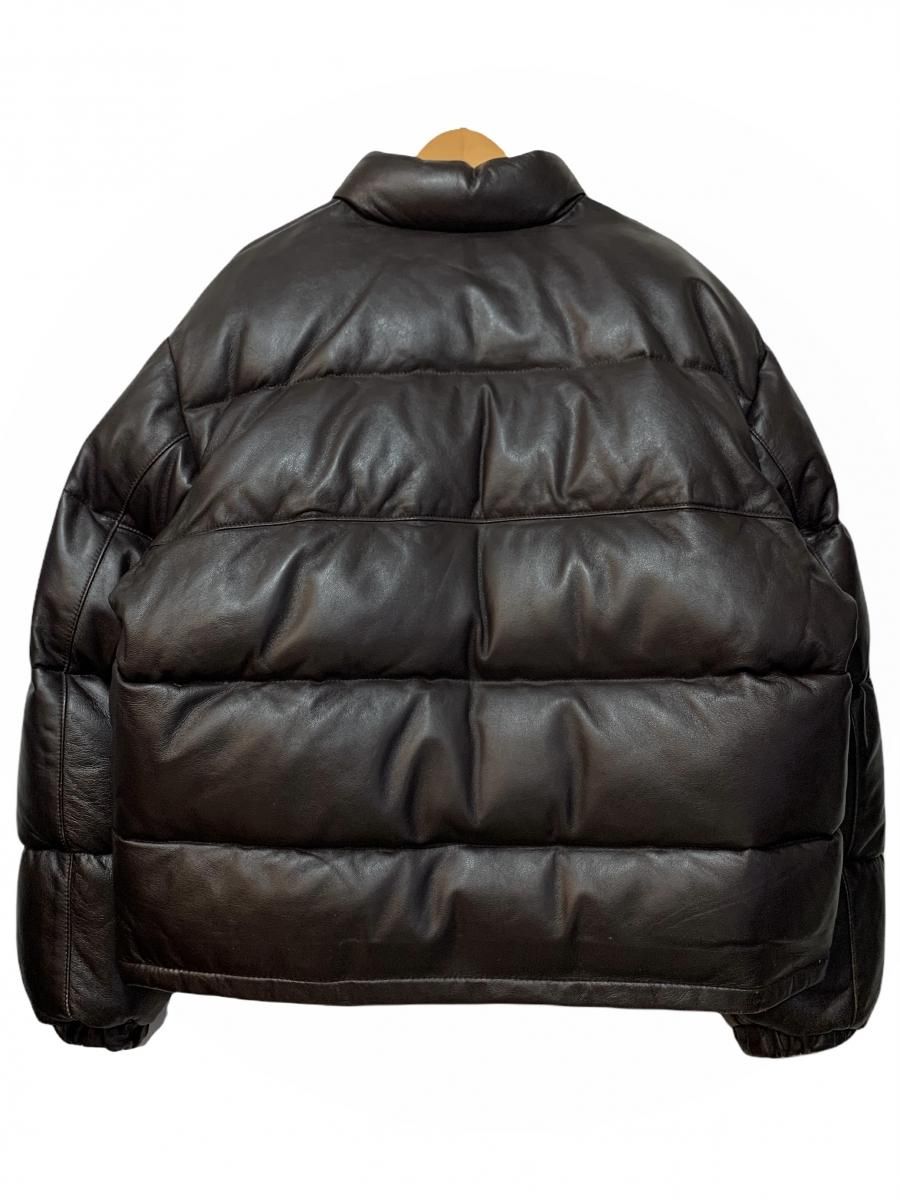 USA製 90s Schott Leather Down Jacket 茶 44 ショット レザー ダウン ...