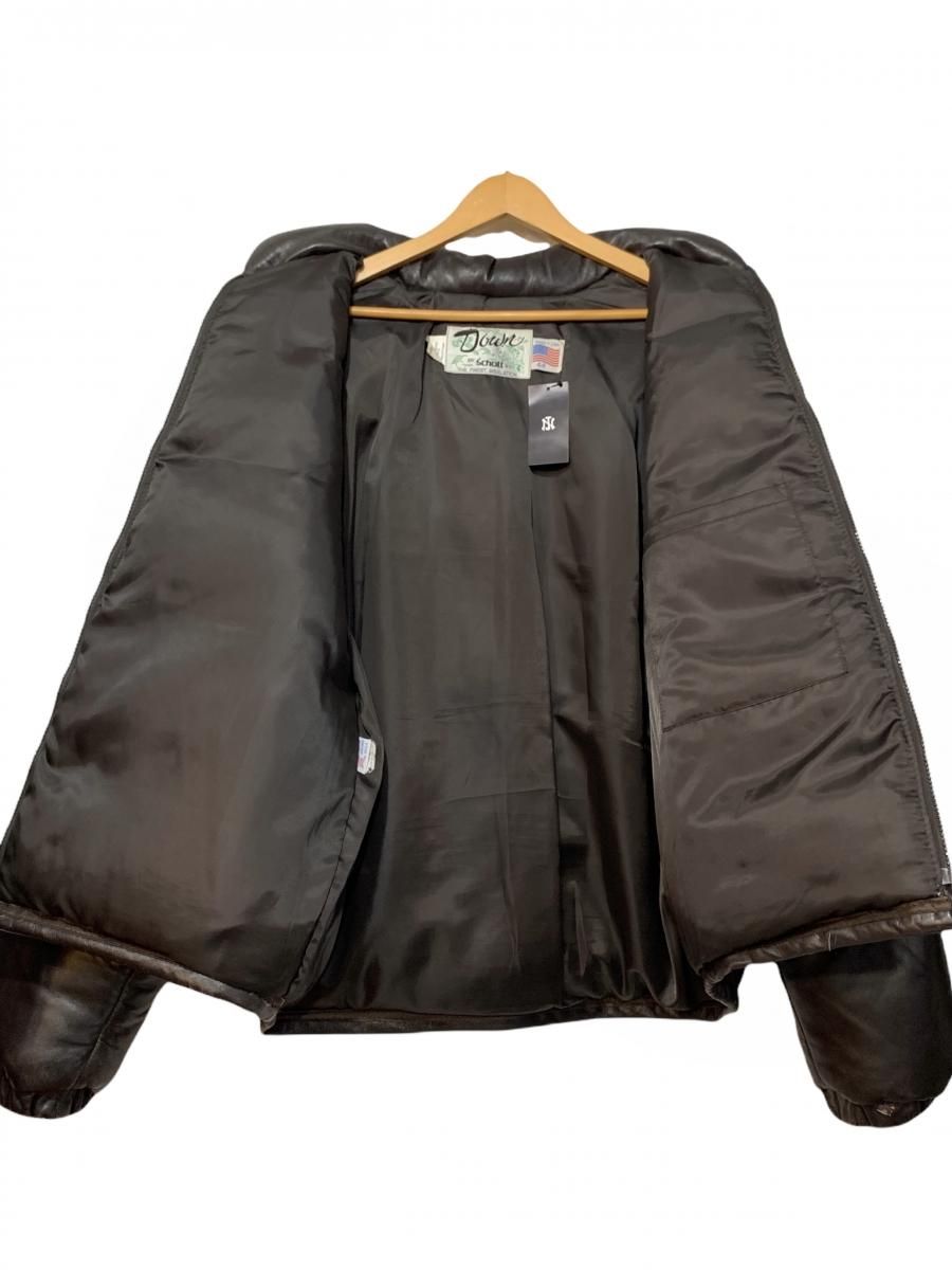 USA製 s Schott Leather Down Jacket 茶  ショット レザー ダウン