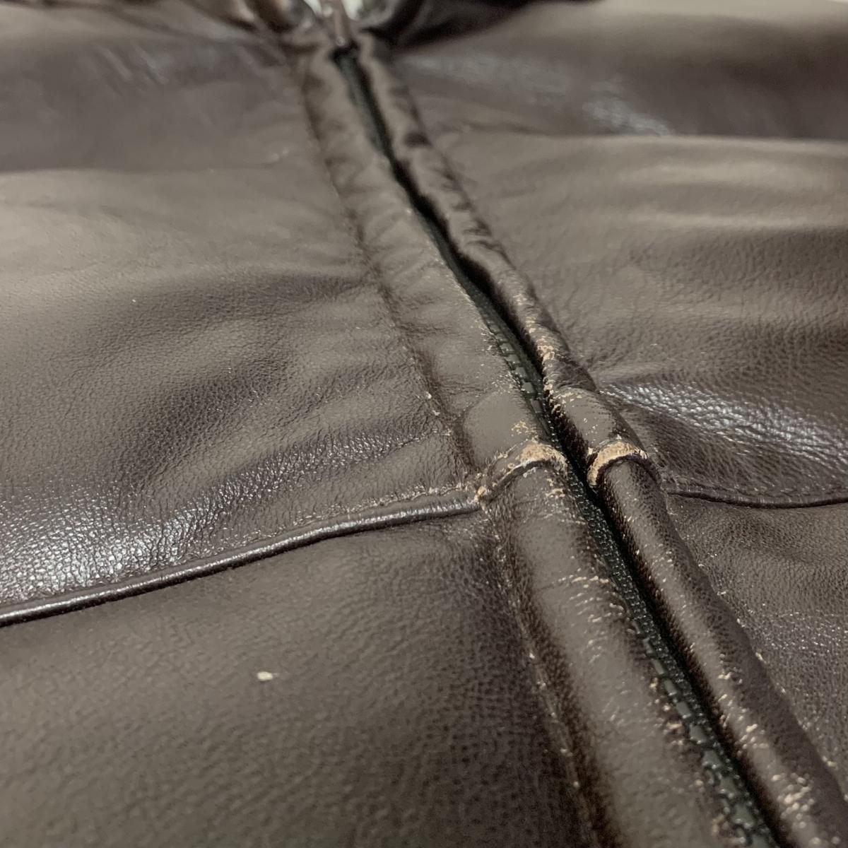 USA製 90s Schott Leather Down Jacket 茶 44 ショット レザー USA製 90s Schott Leather Down Jacket 茶 44 ショット レザー
