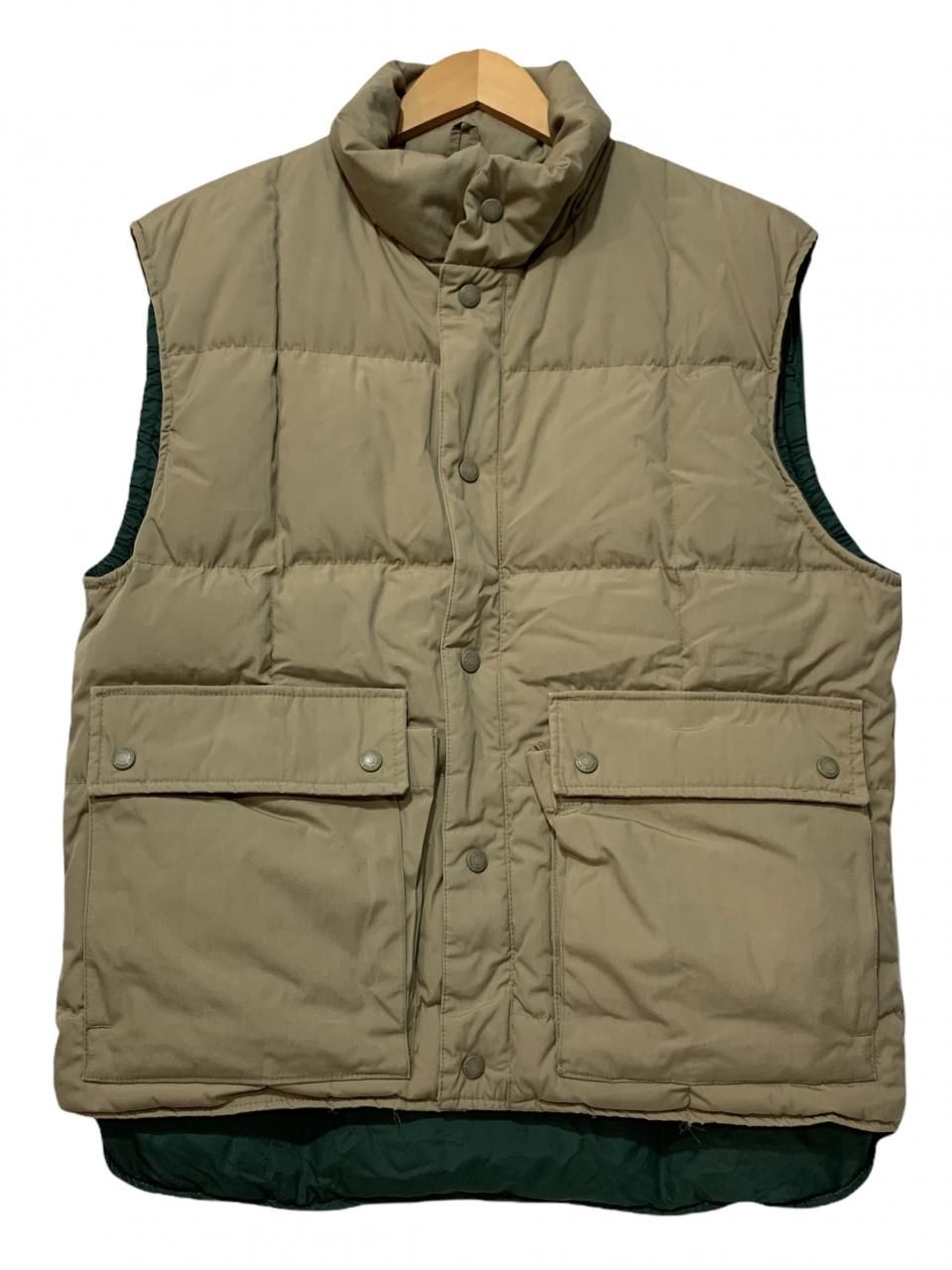 USA製 80s Eddie Bauer Down Vest カーキ緑 M 黒タグ エディーバウアー