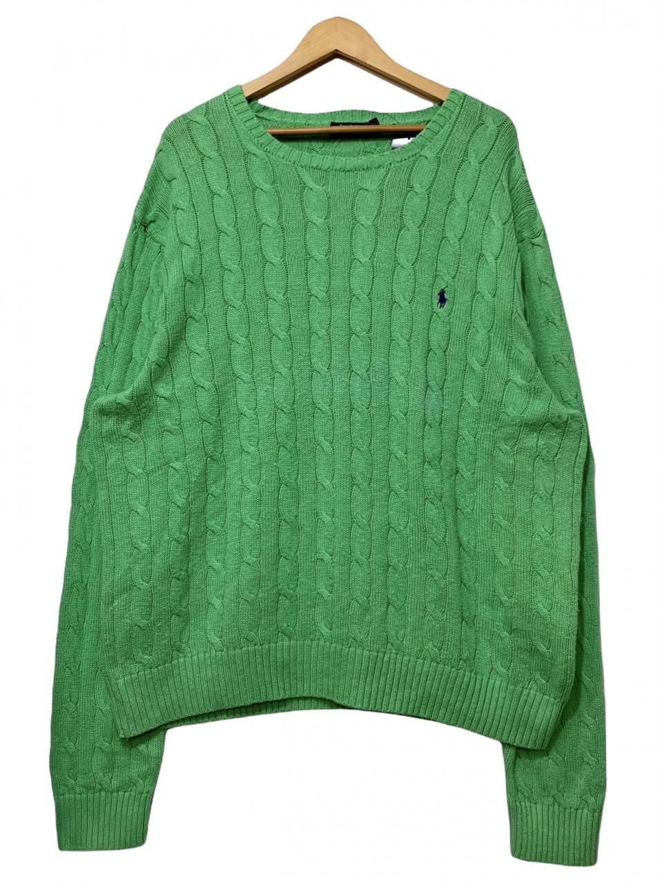 Polo Ralph Lauren Crew-Neck Cotton Cable Knit 黄緑 XXL ポロ Polo Ralph Lauren Crew-Neck Cotton Cable Knit 黄緑 XXL ポロ