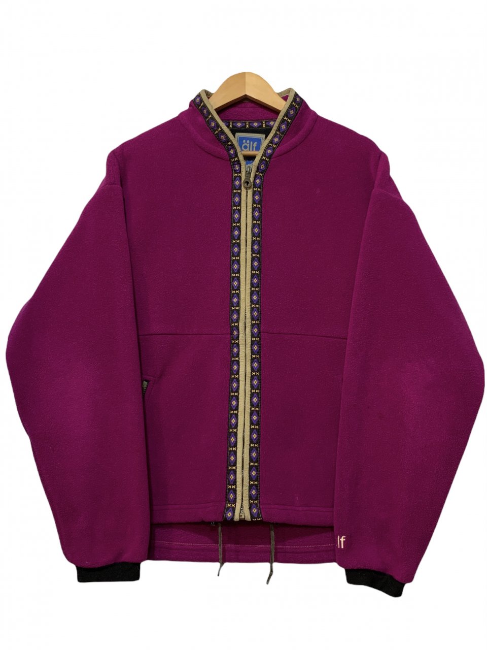 USA製 90s alf Tyrolean Tape Fleece Jacket 紫 L アルフ フリース