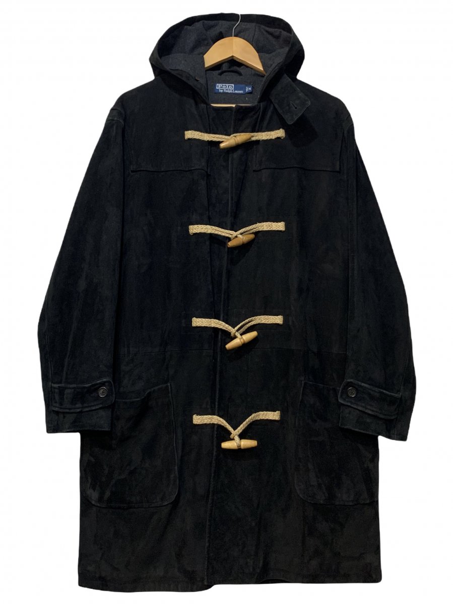 90s Polo Ralph Lauren Sheepskin Suede Duffel Coat 黒 M ポロラルフローレン ダッフルコート  シープスキン スエード ブラック 古着 - NEWJOKE ONLINE STORE