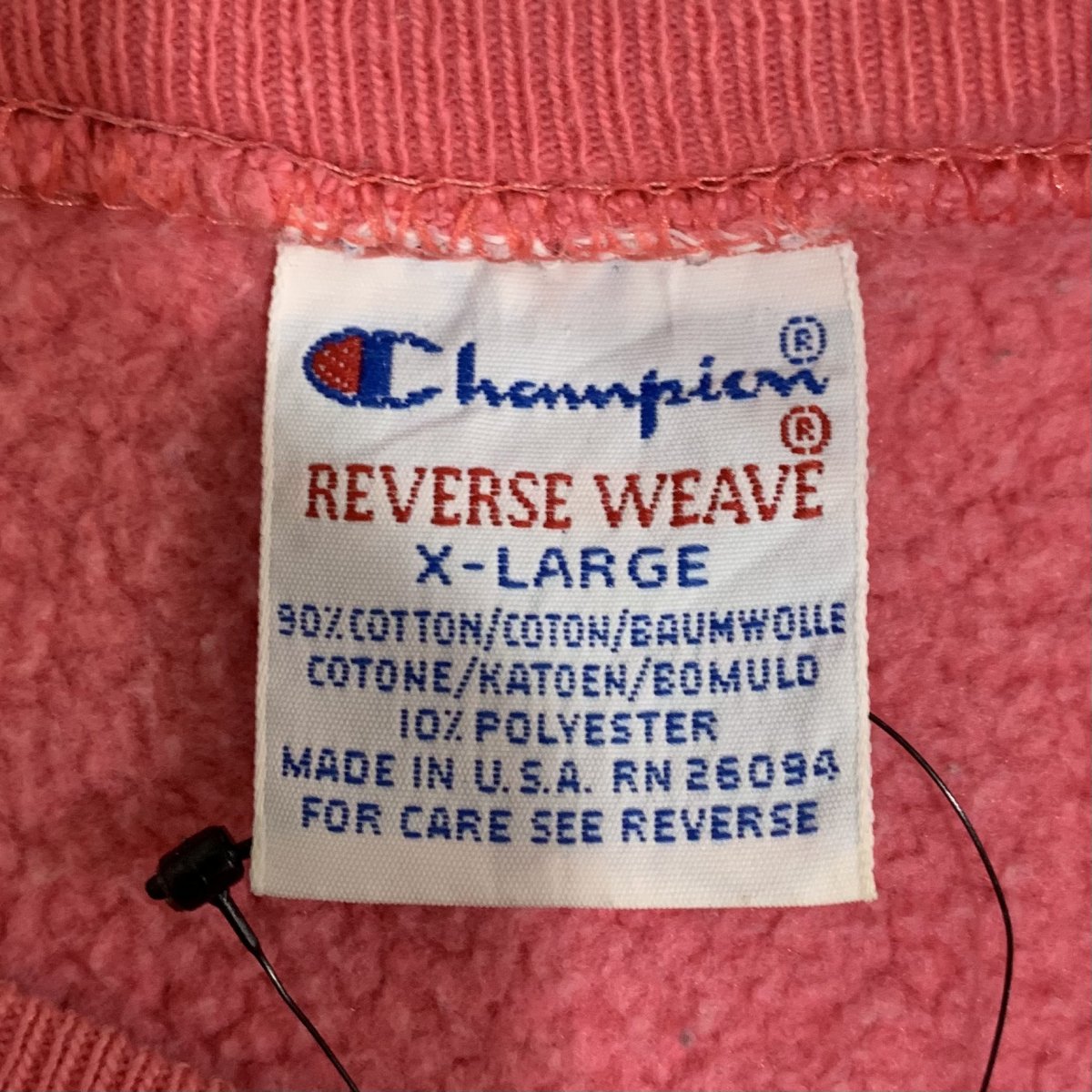 USA製 90s Champion Reverse Weave Sweatshirt ピンク XL 刺繍タグ 
